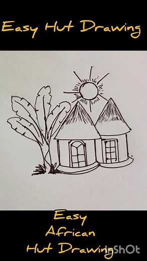 কুঁড়েঘর আঁকা শিখুন সহজে | Easy Village Scenery Drawing #hut #homedrawing