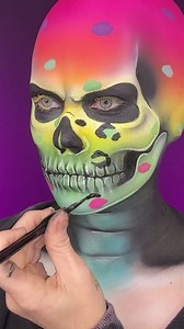 Lisa Frank skull makeup tutorial demonstrated clearly