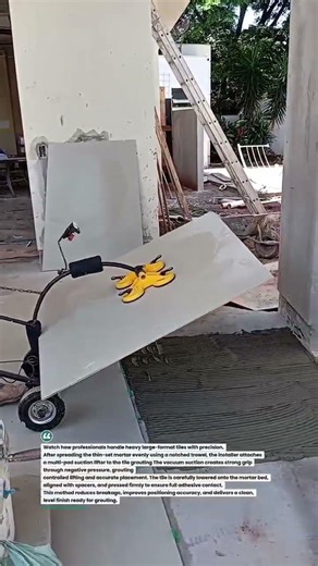 Installing Large Format Tiles with Suction Lifter #TileInstallation #Construction #Shorts