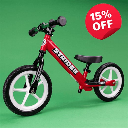 1.1K views · 29 reactions | Your first bike felt like freedom. Give them that feeling! This is our biggest sale of the season. From November 24 to December 2 get 15% OFF all custom and web exclusive Strider bikes, plus score a FREE Memory Mount with orders over $200. Give the gift of active fun — not screen time! | Strider Bikes | Facebook