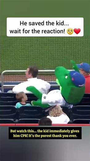 Mascot Saves Kid From Foul Ball & Gets CPR! 🥺❤️ #Shorts #baby #funny #baseball #kind #usa