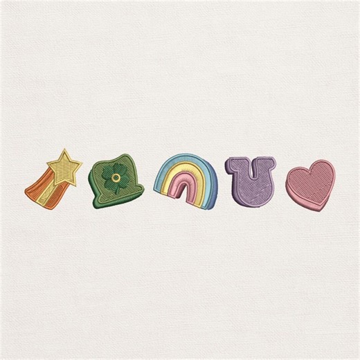 Mini Icon Machine Embroidery File Set, Small Symbol Design for Shirt Sleeve Patch - Etsy