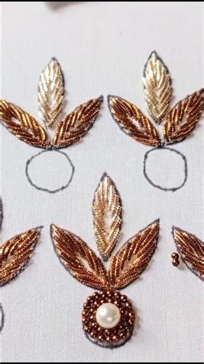 Copper Moti & Pink Moti Border Design | Golden Kar Dana Hand Work Step by Step #Ramu Hand Work