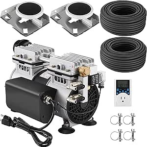 Pond Aerator, 5.2 CFM for Pond and Lakes Up to 3 Acres, 3/4 HP Compressor + 200 Feet Air Hoses + 2 Diffusers + Timer, Aeration Pumps Kit for Deep Water Oxygen Circulation