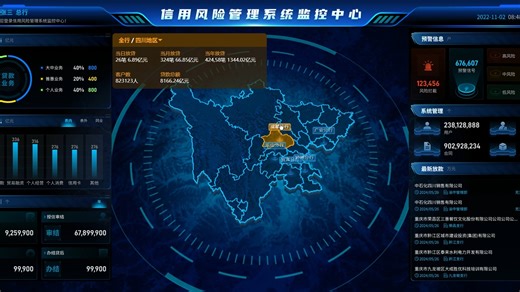 3D地图可视化three.js三维地图前端vue3下钻地图GIS地图大屏源码信用风险监控
