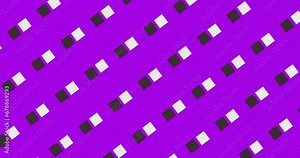 two squares moving back and forth in loop animation over duotone purple color background. Abstract flat animated pattern motion graphics background. repeated motion seamless loop.