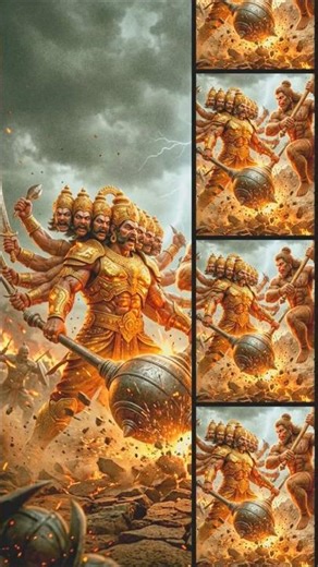 🚩हनुमान vs रावण महायुद्ध 🔥 | Gada Yudh Scene | Jai Shree Ram#ytshorts #shortsfeed #bhakti