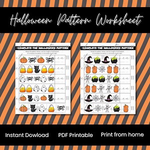 Halloween Pattern Worksheet: Kids Printable Game (digital Download A4/letter Size) - Etsy UK