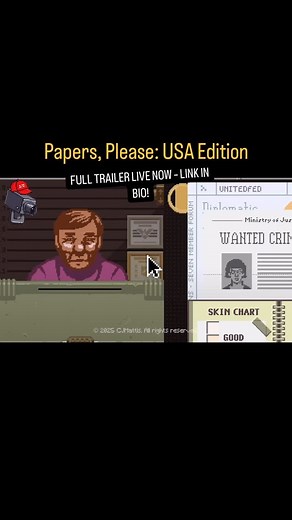 📜 “Immigration just got an update… Papers, Please: USA Edition is here. 🚨” 🔴 Watch the full trailer NOW before it gets banned. 📺 Link in bio! 👇 Would you survive this border crossing? Comment your fate! #Satire #Gaming #PapersPlease #DarkHumor #CJMattis #Immigration #PoliticalSatire #Dystopia #IndieGames | CJ Mattis