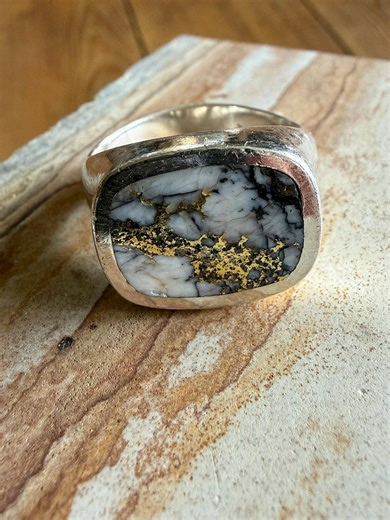 Rare Vintage Gold in Quartz Ring | Size 11.75 | Men’s Signet Ring - Etsy