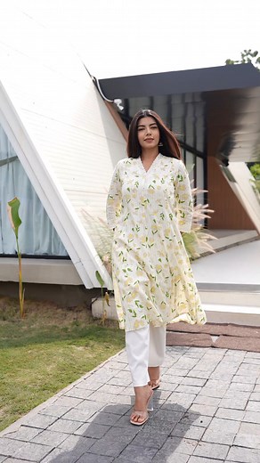 Crafted from premium cotton fabric, the kurta is complemented by a coordinating cotton bottom and an embroidered dupatta, perfect for adding a touch of sophistication to your summer formal wear. Whether you're attending day parties or heading to important meetings, this kurta set is the perfect choice for making a lasting impression. Shop now and embrace effortless style that keeps you cool and confident all season long! #scalpeneckkurta #schiffliprintkurta #kalidarkurta #summerkurta #formalwear