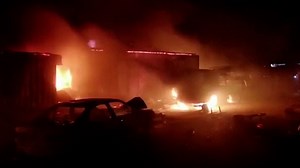 Vehicles burn after deadly oil tanker explosion in Freetown, Sierra Leone