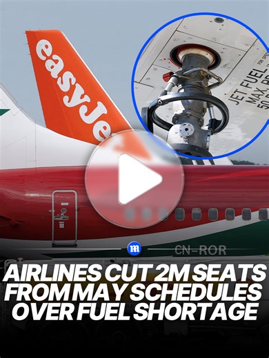 Airlines have cut two million seats from their schedules for May within the past two weeks as concerns intensify over jet fuel shortages caused by the Iran conflict. The total number of seats available on all carriers has fallen from 132million to 130million between mid and late April, according to analytics firm Cirium. Gulf airlines such as Qatar, Etihad and Emirates have been worst-hit by airspace closures and airport disruption in the Middle East along with rising fuel costs. #airlines #flig