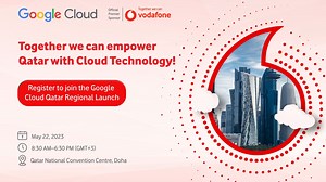 Join #GoogleCloud's region launch celebration on May 22 and gain valuable insights about Cloud technology and its endless possibilities. Vodafone is pleased to be the Official Premier Sponsor and take part in this future-driven journey that paves the way for successful digital transformation in Qatar. Join us by registering here: https://goo.gle/41v9k2C #CloudforQatar #VodafoneBusiness انضم إلينا في الحدث الإقليمي لإطلاق المنطقة السحابية الجديدة من #GoogleCloud في قطر يوم 22 مايو واكتشف قوة السح