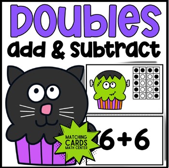 1st Grade Math Center | Halloween Matching Practice Cards | Doubles Facts