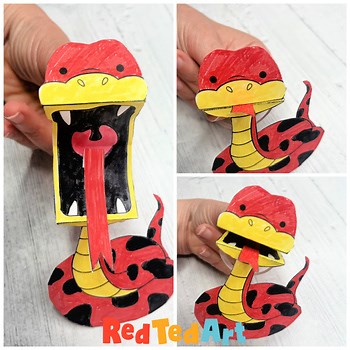 2025 Printable Chinese New Year - Year of the SNAKE Craft & Coloring Page Puppet