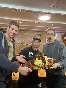 15K views · 109 reactions | Me Reece Chadfield and Olly Eats defeating the trio bangers and mash challenge at Cattlemans Steakhouse #eatingchallenge #foodchallenges #bangersandmash #triochallenge #fyp | Jonny Adams | Facebook