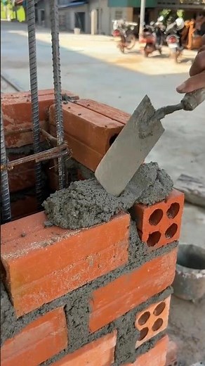 Techniques To Install Square Column With Bricks 🧱🧱