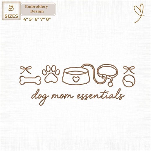 Dog Mom Essntials Embroidery File, Pet Lover Digital (digital Download) - Etsy