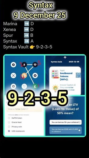 9 December 2025 Syntax Vault Code. Quiz Answers for Xenea, Marine, Spur and Syntax.