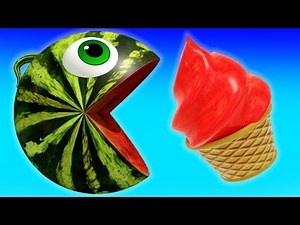 Learn Colors Pacman watermelon rolling around farm and meet Police Cars Friends #2547