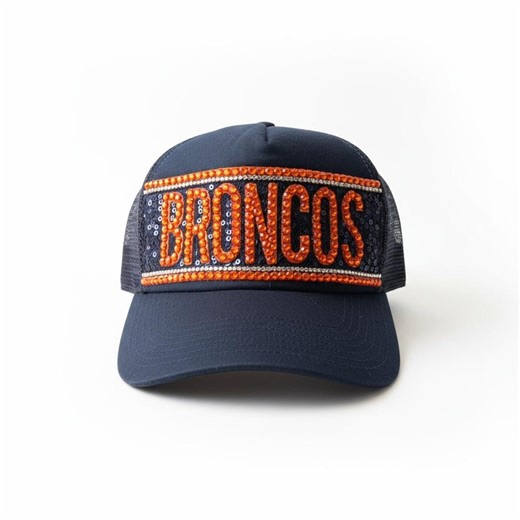 Denver Football Bling Trucker Cap Broncos Inspired - Etsy
