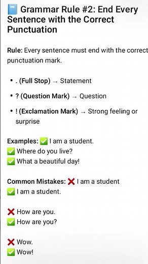 Grammar Rule #2 | Punctuation Marks Explained | Full Stop, Question Mark & Exclamation