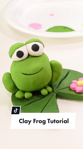 Learn how to sculpt and paint a clay frog! Check out the full tutorial on our website onelittleproject.com #clayart #claysculpture #diyclay #clayrecipe #airdryclay #homemadeclay #clayfrog #clayfrogs #frogs #frogtiktok #frogsoftiktok #ribbit #claysculpting #claytutorial