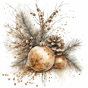 Christmas Ornament Clip Art, 12x Watercolor Pine Cones and Bauble Clipart Set, Printable Digital Art, Holiday Clip Art, Scrapbooking - Etsy