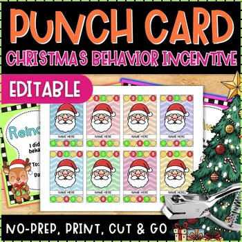 Christmas Punch Card for Classroom Management Behavior Incentives Reward Chart