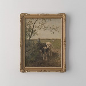 PRINTED Antique Cow Print Country Spring Farmhouse Wall Art Vintage Landscape Cow Rustic Animal Wall Art Farmhouse Cow Painting VPR-77 - Etsy