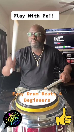 Easy Drum Beats For Beginners!! #fyp #freedrumlessons #drumline #atlantadrumacademy #duetwithme #playitback