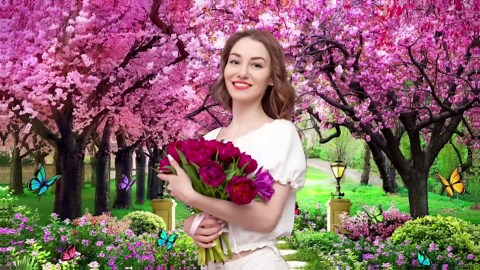 7X5ft Spring Scenery Photography Backdrop Garden Flowers Tree Path Landscape Women Kids Party Decorations Wedding Newborn Photo Booth Banner