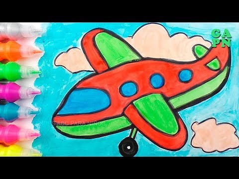 Cómo dibujar Aviones | Aprende colores para niños con pintura de acuarela | Dibujos para colorear