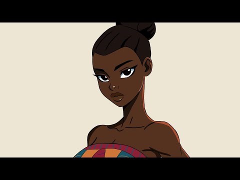 Beautiful African girl drawing