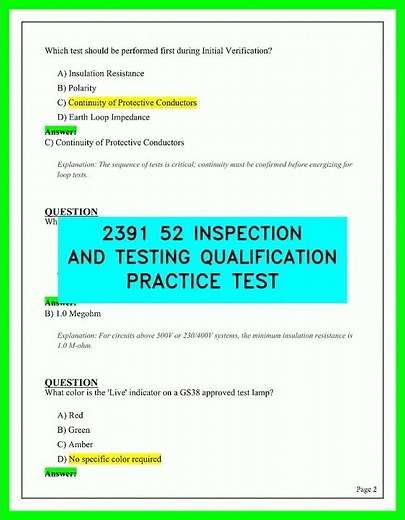 2391-52 Inspection and Testing Qualification Practice Test 2026: Master Your Electrician Exam