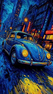 Beetles Ride 🪲💨 . . #aiartwork #reviewai #aiart #ai #animation #aiartist #aiartcommunity #beetle #beetles #art #vangogh #night #ride #entertainment #digitalart | Review Ai 𓂀