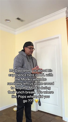 My dad has good energy 🫶🏽telling us his experience with the Monks here in #atlanta #aloka #monkswalkforworldpeace☮ #walkingforpeace