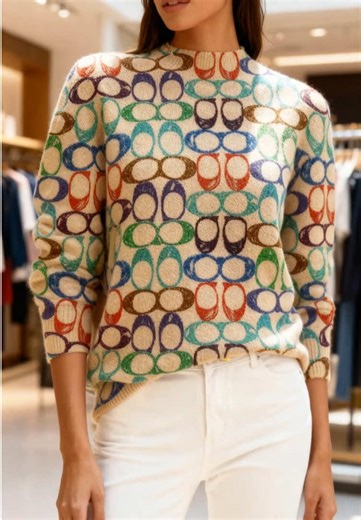 This colorful geometric patterned sweater can really be seen with your eyes closed!#knitwear #comfortable #tiktokshopholidayhaul #sweater #womenfashion