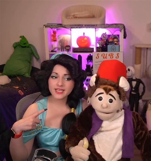 Jenny on Instagram: "Dance Monkey🐒During our Aladdin cosplay stream🧞‍♀️Catch Gosh LIVE on my improv ventriloquism streams, we’ll be cosplaying throughout the season till Halloween🎃"