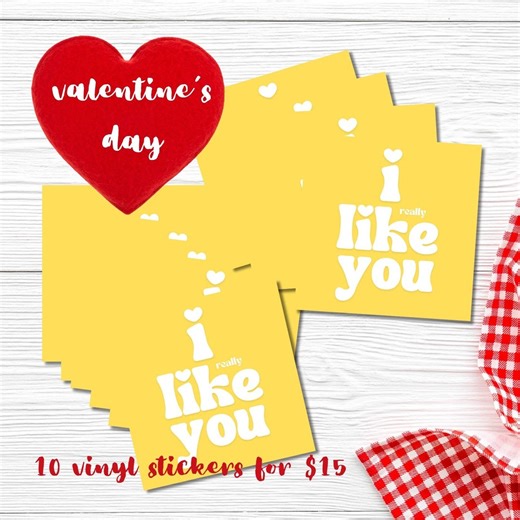 I Like You Vinyl Sticker Set: Valentine's Day Gift, Classroom Friends, Galentines - Etsy