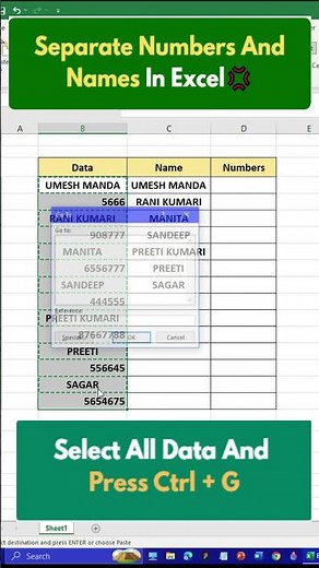 🔥 Separate Numbers & Names in Excel — The Smart, Zero-Stress Way!