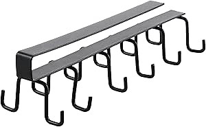 Cyrank Under Cabinet Storage Hooks, Under Cabinet Utensil Holder Hanger Hook Dual Sided Utensil Racks Coffee Mug Holder for Kitchen Storage (Black)