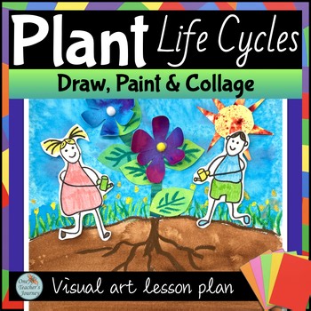 Plants Life Cycles COLLAGE Art Project for a Mixed Media Lesson Plan, Earth Day