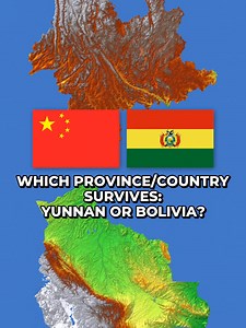 Yunnan vs. Bolivia: Map Battle with 66m Sea Level Rise