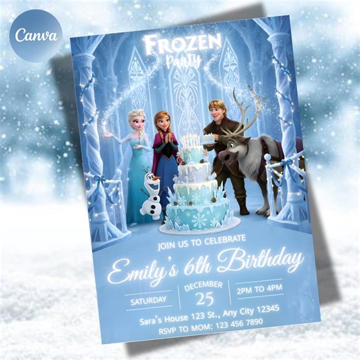 Editable Frozen Birthday Party Invitation, Elsa and Anna (digital Download) - Etsy