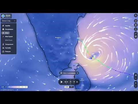 Cyclone Mandous | LIVE Weather Map, Storm Tracker, Rain Radar | Zoom Earth