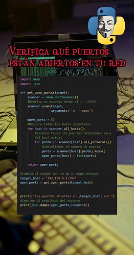 3.1K views · 123 reactions | Verifica puertos abiertos en tu equipo o red usando la librería nmap con python #python #programacion #nmap | Pildoras de programación | Facebook
