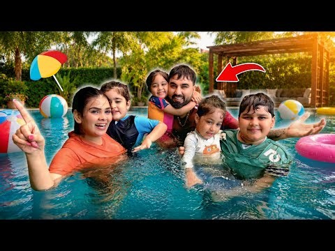 Full Family Swimming Pool Party