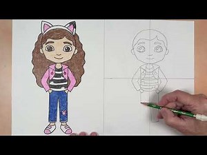 Draw Gabby from Gabby's Dollhouse